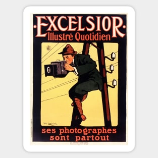 EXCELSIOR ILLUSTRATED DAILY Photographers Everywhere Vintage Newspaper Advertisement Sticker